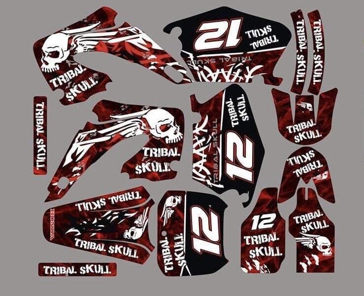 Kit DÉco Honda Cr 125 250 2000 2001 Tribal Skull