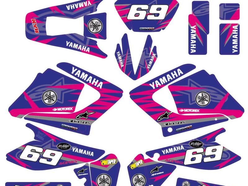 Kit Deco Moto Yamaha 125 Dt Dtr Dtre Dtx Alpinstars Bleu Rose