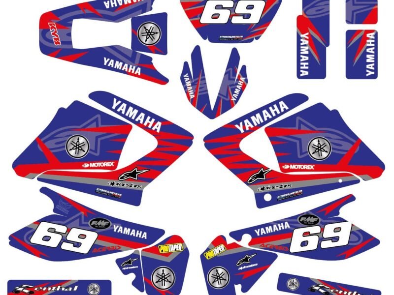 Kit Deco Moto Yamaha 125 Dt Dtr Dtre Dtx Alpinstars Bleu Rouge