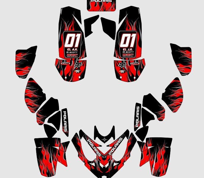 kit deco polaris predator 500 flamme rouge