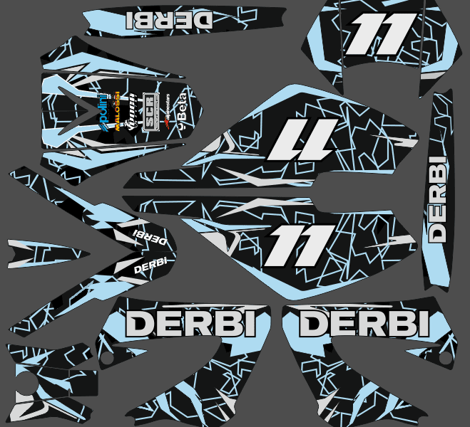 kit deco derbi 50 xtreme neon cyan