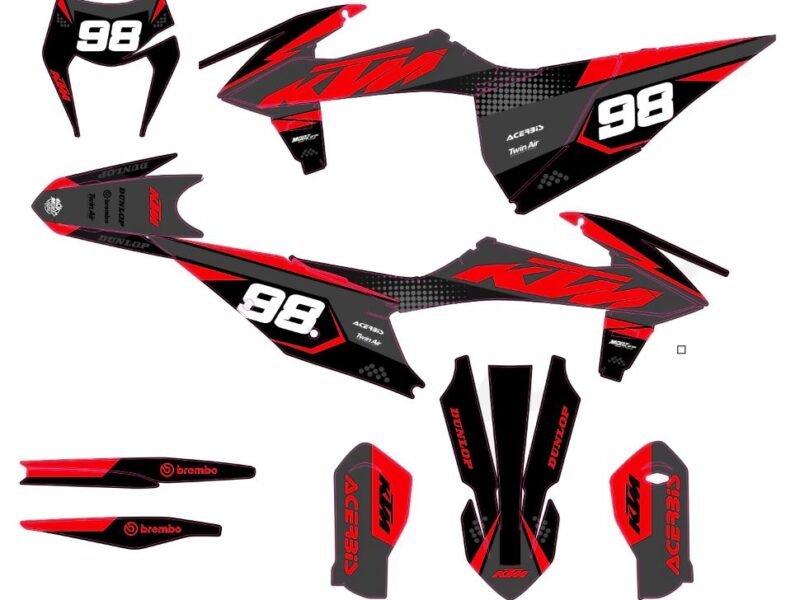 kit deco ktm exc 2020 2021 factory rouge