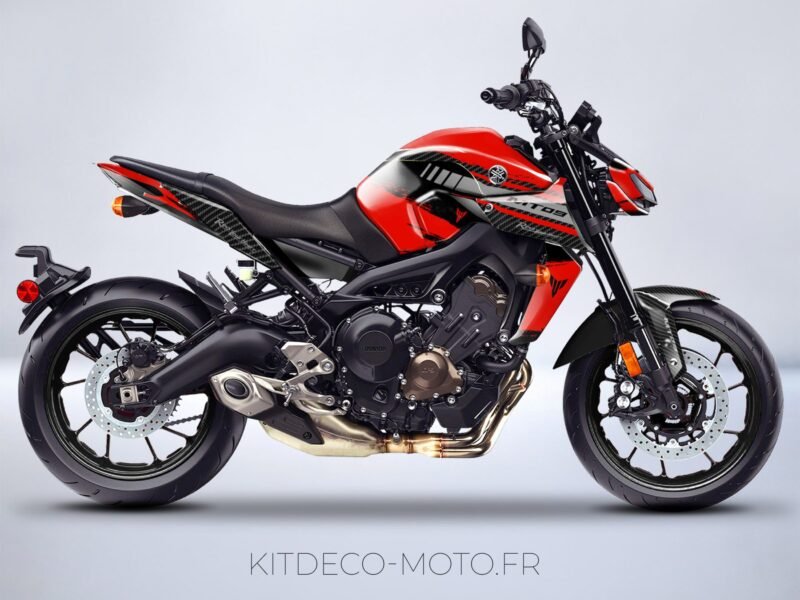 kit deco moto yamaha mt 09 carbon rouge mockup