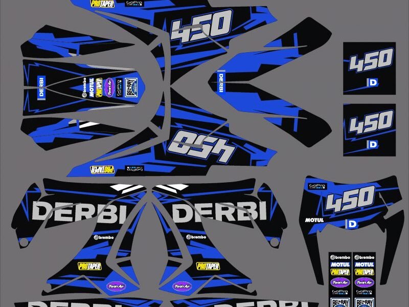 kit déco derbi 50 carénage tnt monster bleu