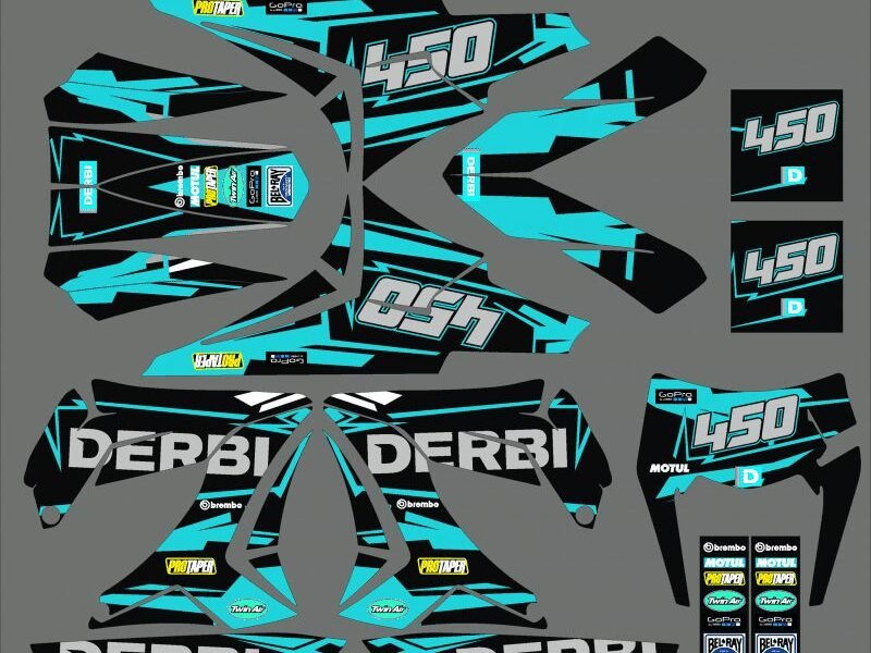 kit déco derbi 50 carénage tnt monster bleu