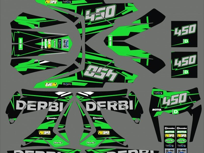 kit déco derbi 50 carénage tnt monster bleu