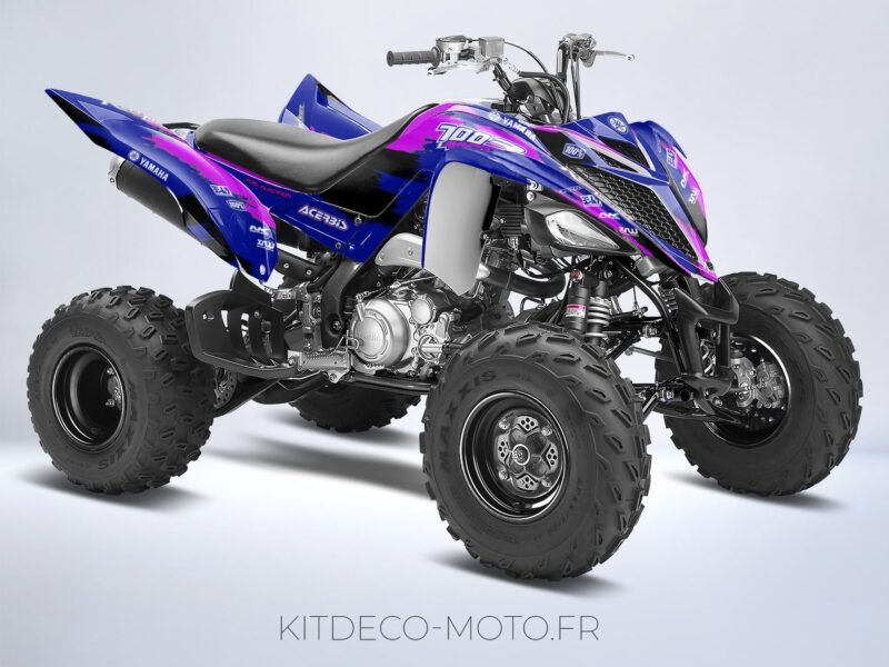 kit déco yamaha yfm 700 raptor grunge bleu / rose