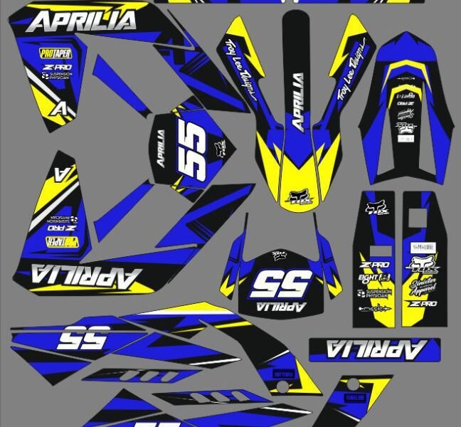 kit déco aprilia 50 rx / sx (2006 2017) craft bleu / jaune