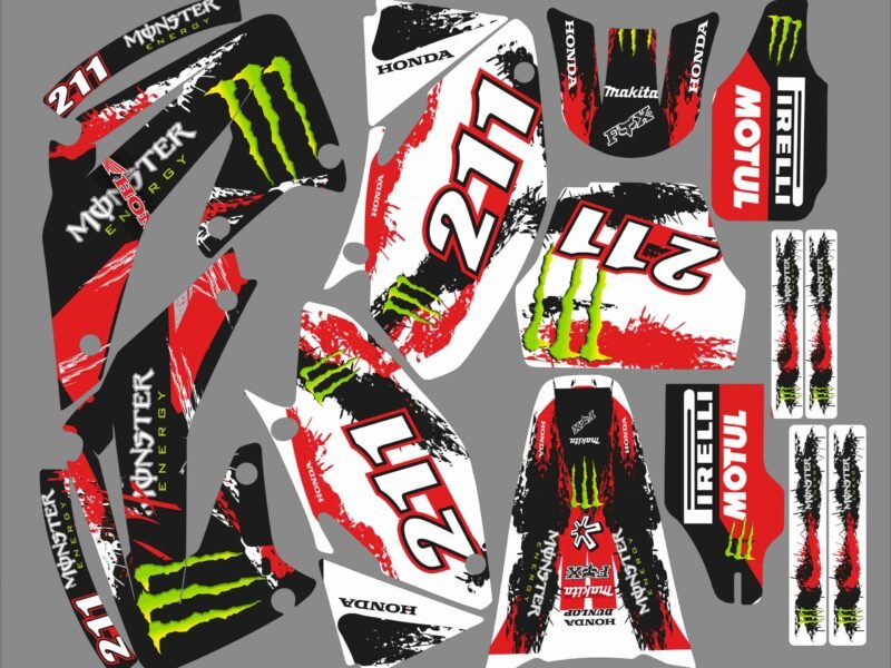 kit déco honda 450 crf (2002 2004) monster rouge