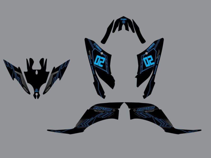 kit déco yamaha yfm 250 raptor robot bleu