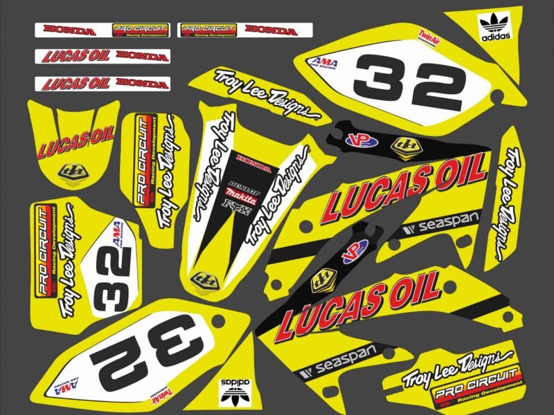 kit déco honda 450 crf (2005 2008) lucas oil jaune
