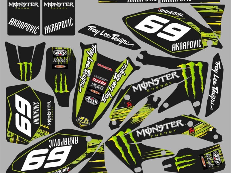 kit déco honda 450 crf (2005 2008) monster vert