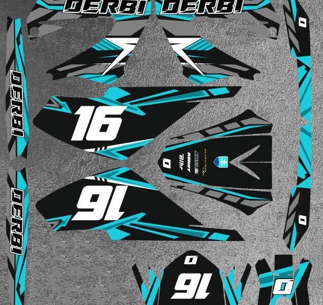 kit déco derbi 50 xtreme xrace carem cyan