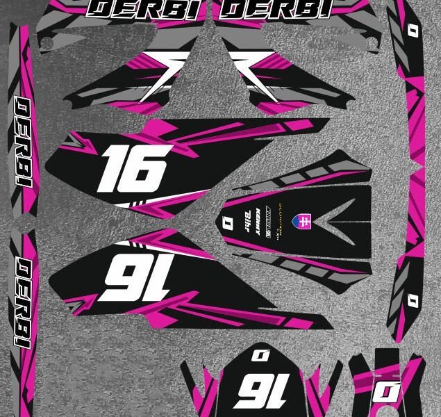 kit déco derbi 50 xtreme xrace carem rose