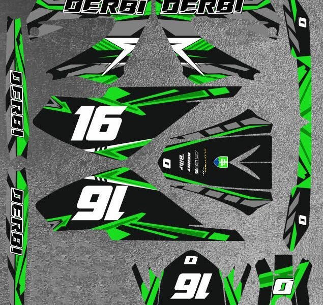 kit déco derbi 50 xtreme xrace carem vert