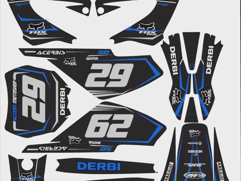kit déco derbi 50 xtreme xrace access bleu