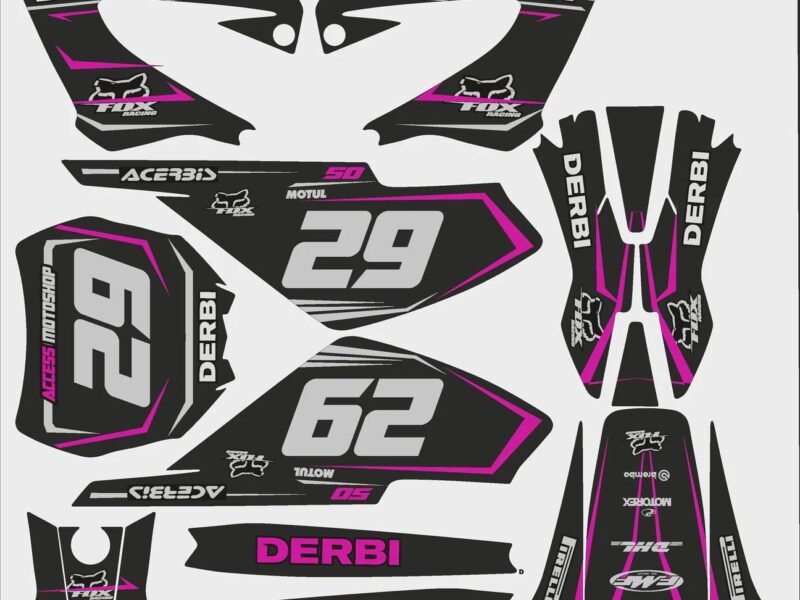 kit déco derbi 50 xtreme xrace access rose