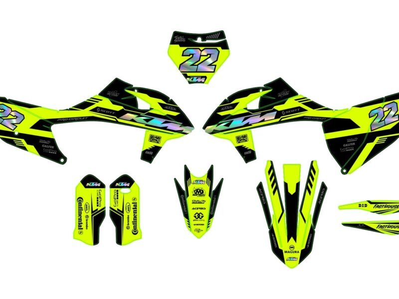 kit déco ktm exc / exc f (2020 2023) racing jaune (holographique en option)