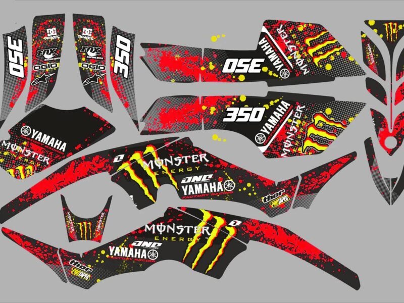 kit déco yamaha yfm 350 raptor monster rouge