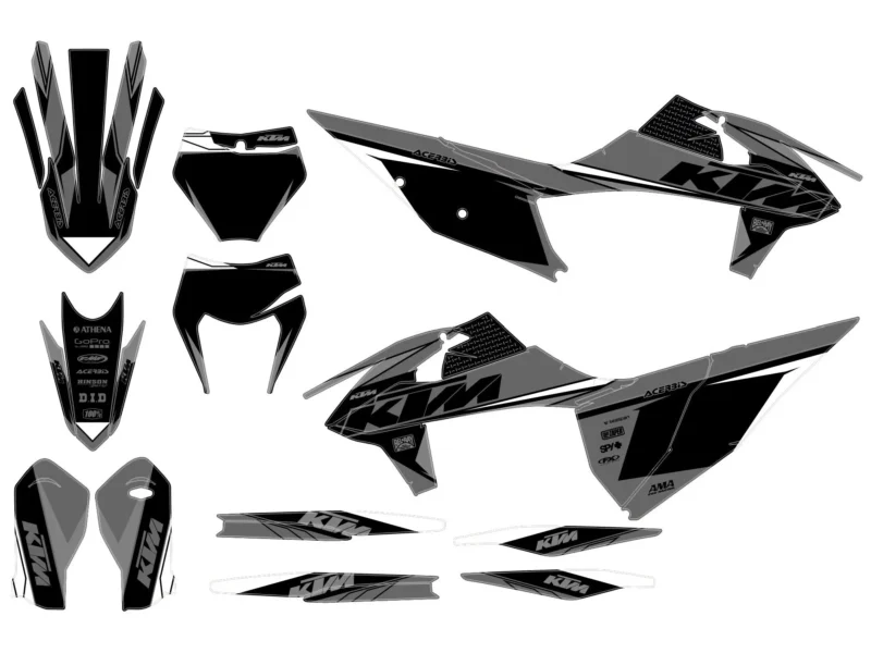 kit déco ktm exc / exc f (2020 2023) race gris