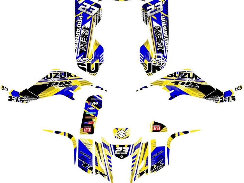 kit déco suzuki 400 ltz fox bleu / jaune