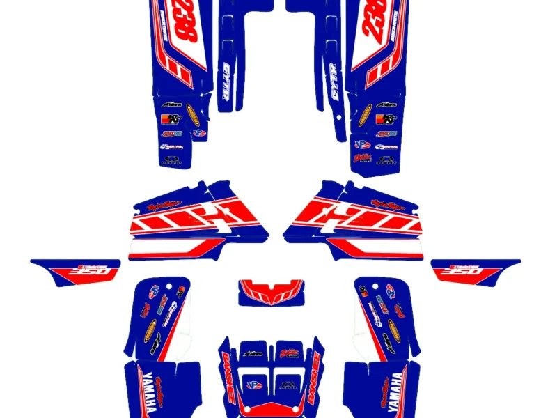 kit déco yamaha 350 banshee racing bleu / rouge