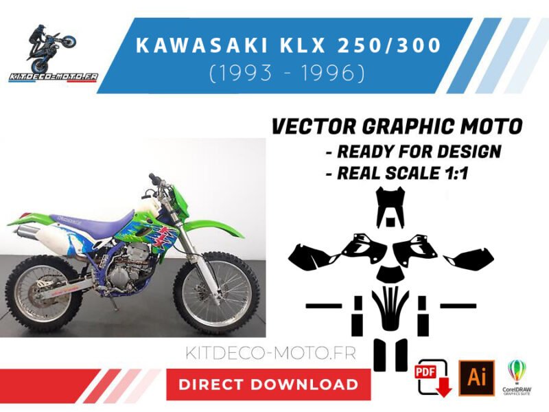 template kawasaki 250 / 300 klx (1993 1996) vector
