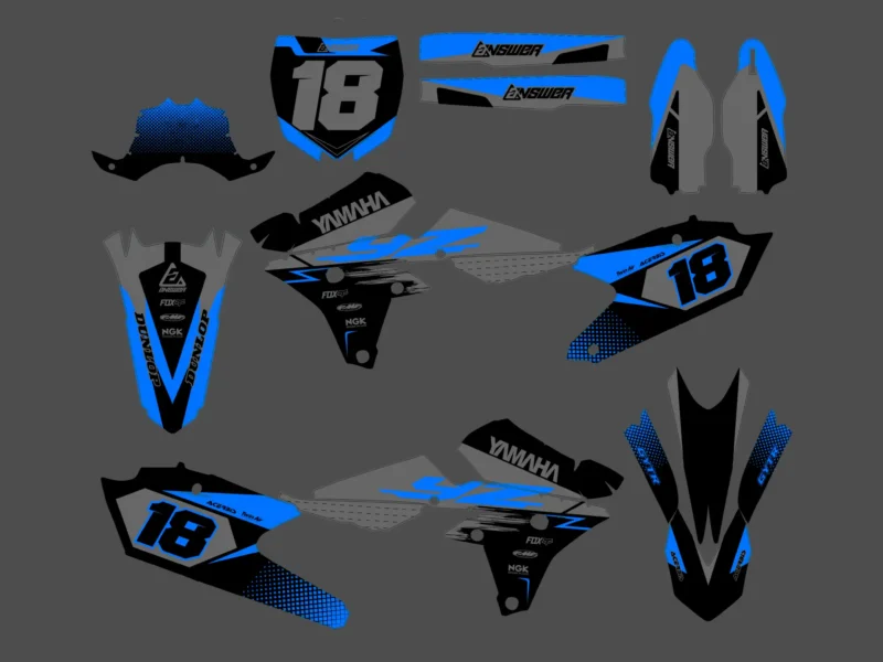 kit déco yamaha 250 yzf (2014 2018) race gris / bleu