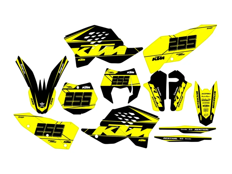 kit déco ktm exc / exc f (2008 2011) simple jaune