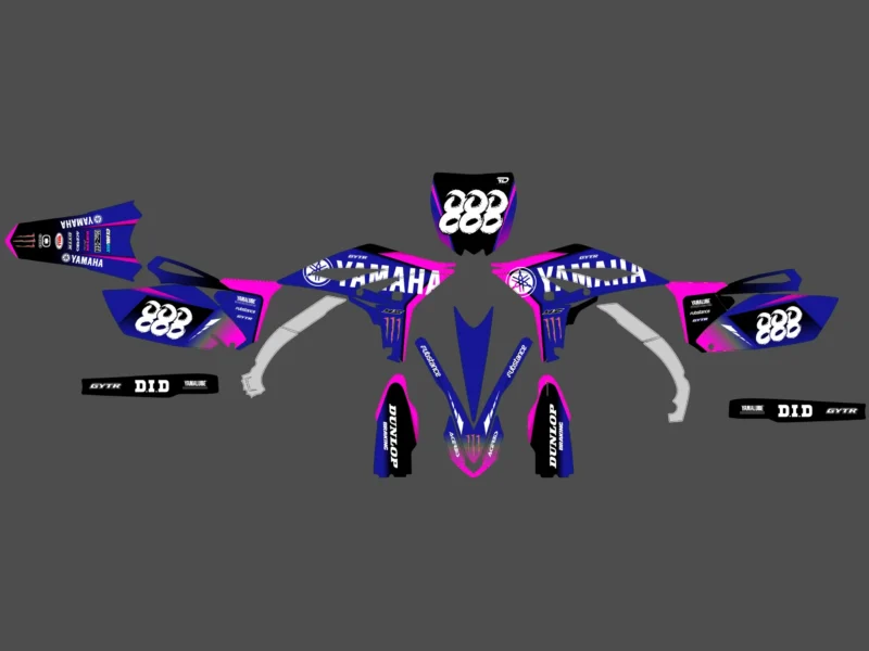 kit déco yamaha 250 yzf (2010 2013) factory rose / bleu