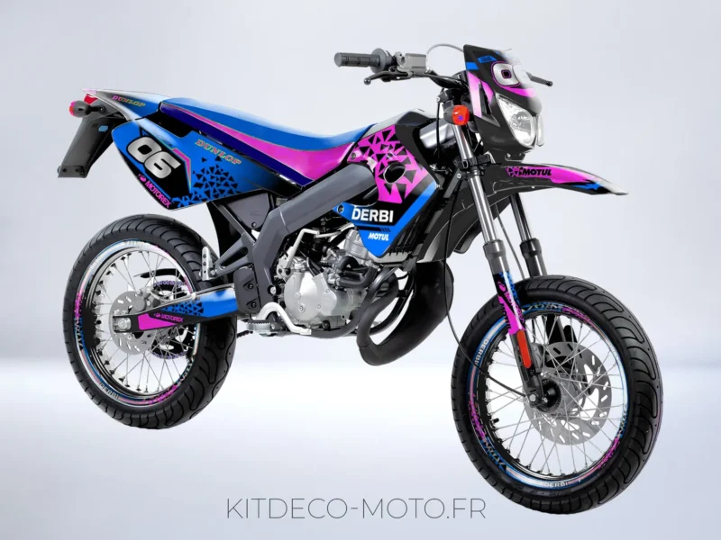 kit déco derbi 50 (2003/2004) drd xtreme poly bleu / rose