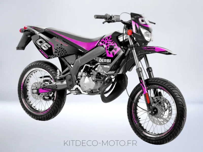 kit déco derbi 50 (2003/2004) drd xtreme poly gris / rose