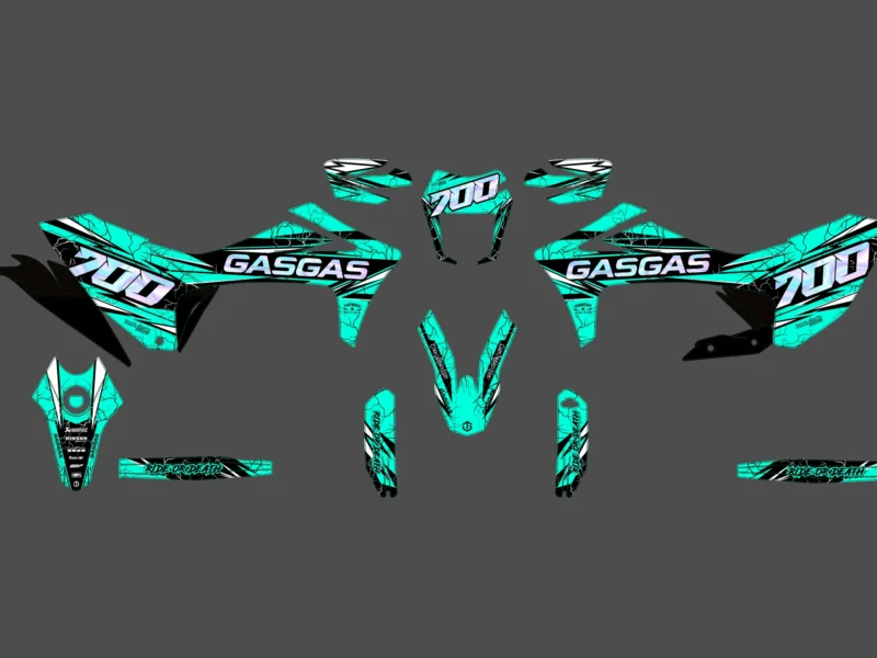 kit déco gasgas 700 sm / es eclair cyan